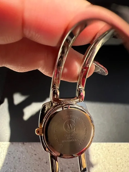 Silver-Tone Bracelet watch with Pink Rose Stone Accent - Picture 5 of 5